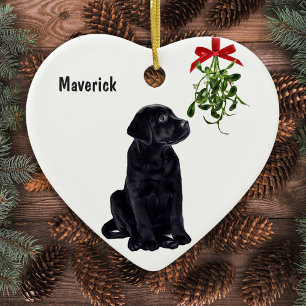 Ornement de Noël Black Lab Mistletoe
