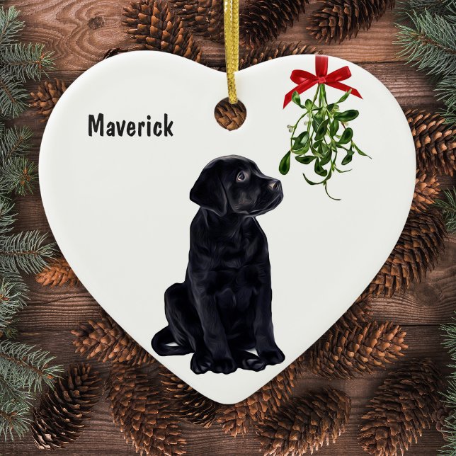 Ornement de Noël Black Lab Mistletoe (Créateur téléchargé)