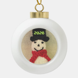 Ornement de Noël bonhomme de neige tricoté