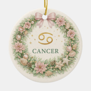 Ornement de Noël Cancer Zodiaque – Floral Hiver W