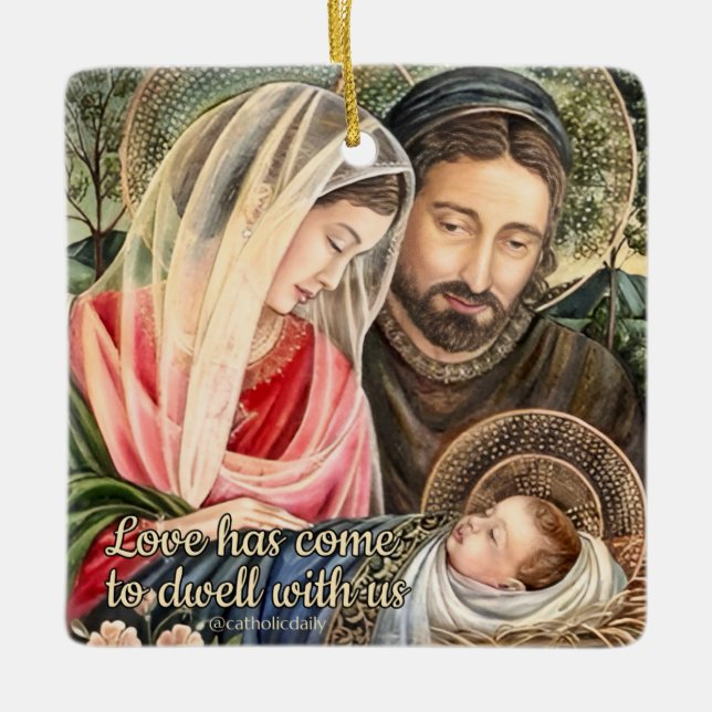 Ornement de Noël catholique de Sainte Famille (Devant)