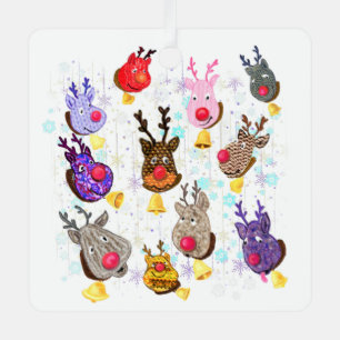 Ornement de Noël Cerfs colorés avec cloches