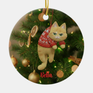 Ornement de Noël Chat Grincheux Drôle Nom Personna