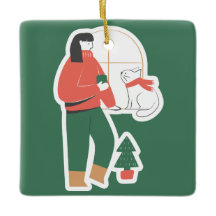 Ornement de Noël cosy avec fille