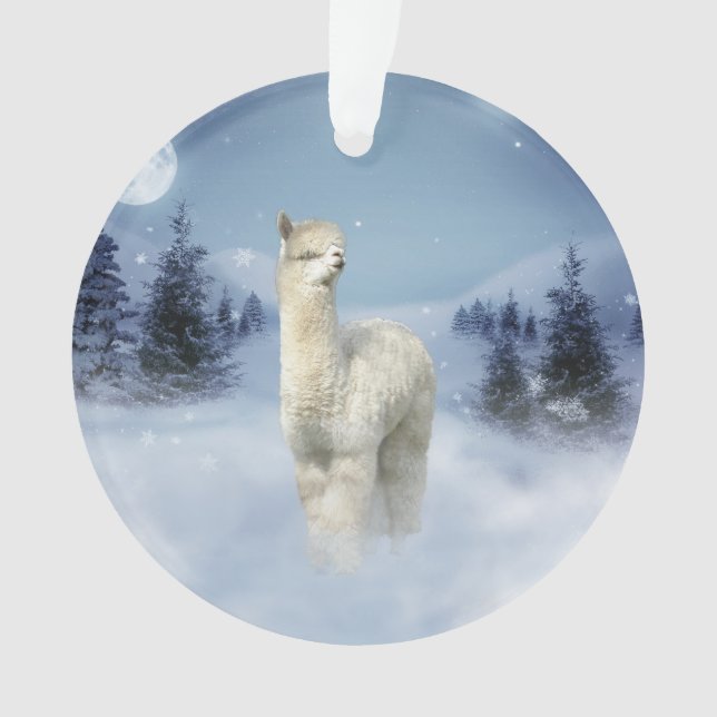 Ornement de Noël d'alpaga de nuit d'hiver (devant)