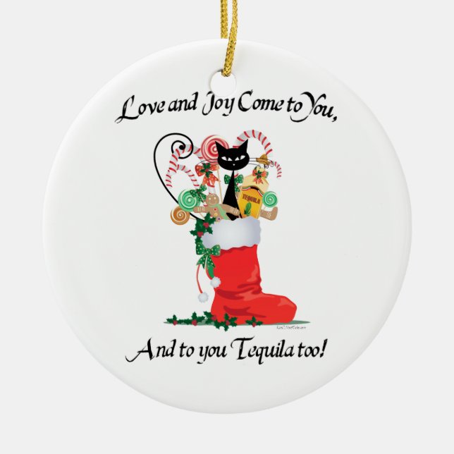 Ornement de Noël d'amour et de joie et de tequila (Devant)