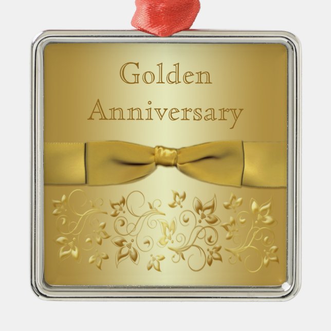 Ornement de Noël d'anniversaire de mariage d'or (Devant)