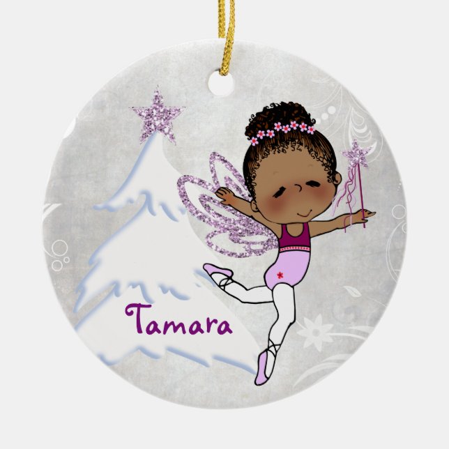 Ornement de Noël de ballerine d'Afro-américain (Devant)