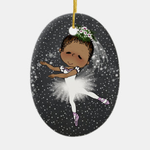 Ornement de Noël de ballerine d'Afro-américain
