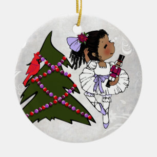 Ornement de Noël de ballerine d'Afro-américain