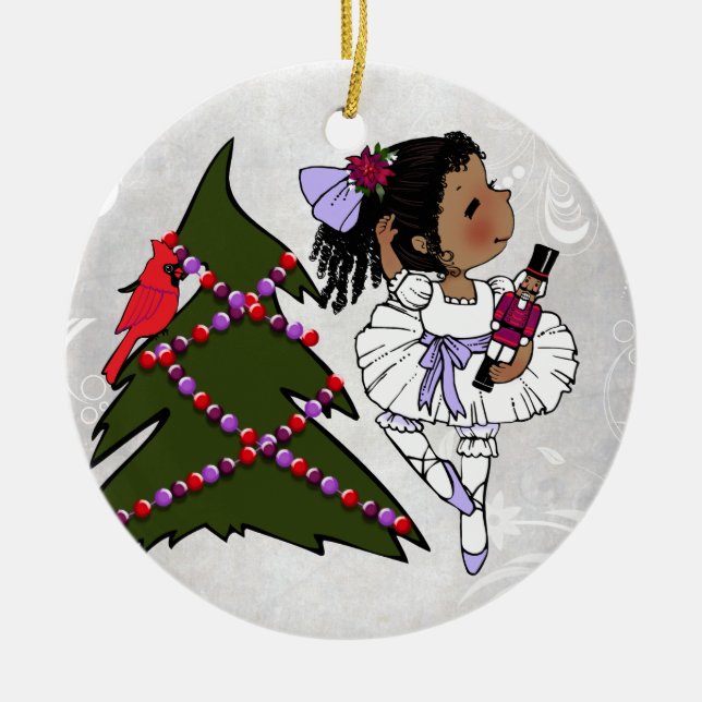 Ornement de Noël de ballerine d'Afro-américain (Devant)