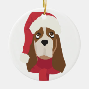 Ornement de Noël de Basset Hound. Neige
