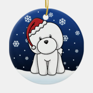 Ornement de Noël de Bichon Frise de bande dessin