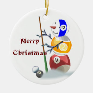 Ornement de Noël de bonhomme de neige de billards