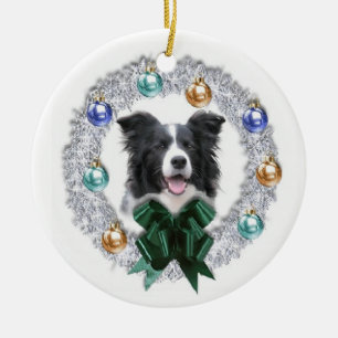 Ornement de Noël de border collie