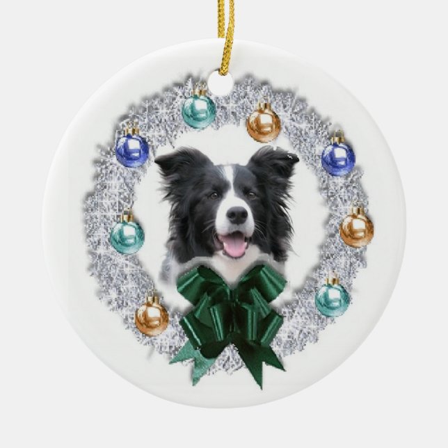 Ornement de Noël de border collie (Devant)