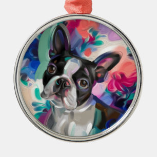 Ornement de Noël de Boston Terrier  L'art floral 