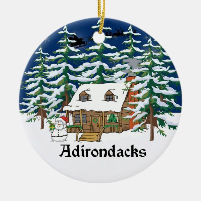 Ornement de Noël de cabine de rondin d'Adirondack (Devant)