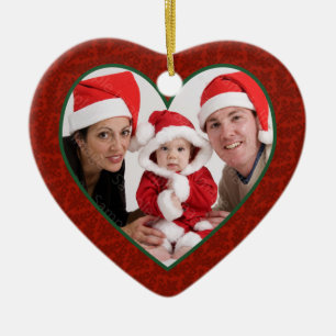 Ornement de Noël de cadre de coeur de photo de