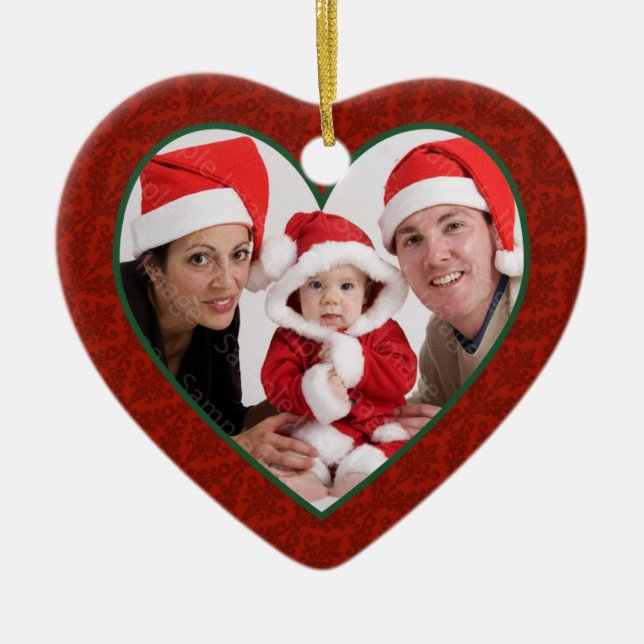 Ornement de Noël de cadre de coeur de photo de (Devant)