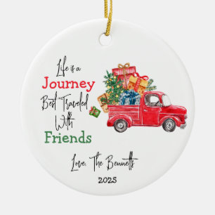 Ornement de Noël de Camion Rouge, amis de la famil