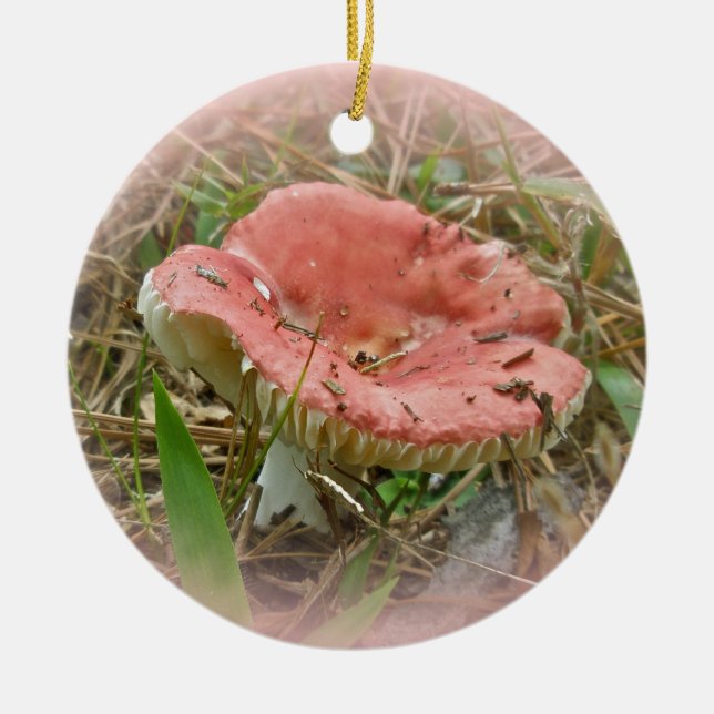 Ornement de Noël de champignons roses (Devant)