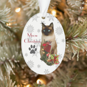 Ornement de Noël de chat siamois mignon