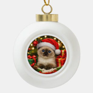Ornement de Noël de chaton siamois