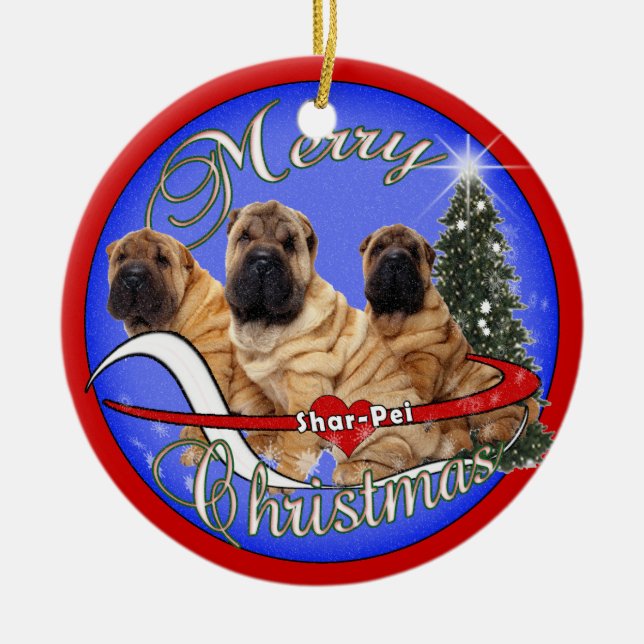 ORNEMENT DE NOËL DE CHIEN DE SHAR-PEI (Devant)