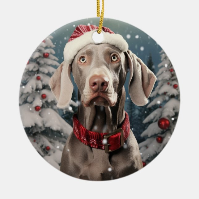 Ornement de Noël de chien Weimaraner (Devant)