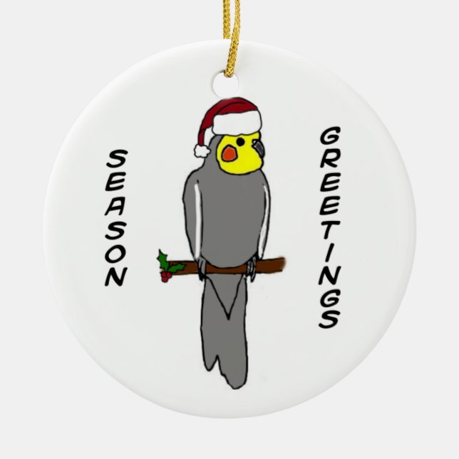 Ornement de Noël de Cockatiel de salutations de (Devant)