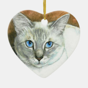 Ornement de Noël de coeur de chat siamois