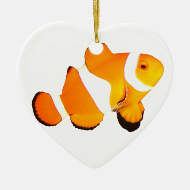 Ornement de Noël de coeur de poissons de clown (Devant)
