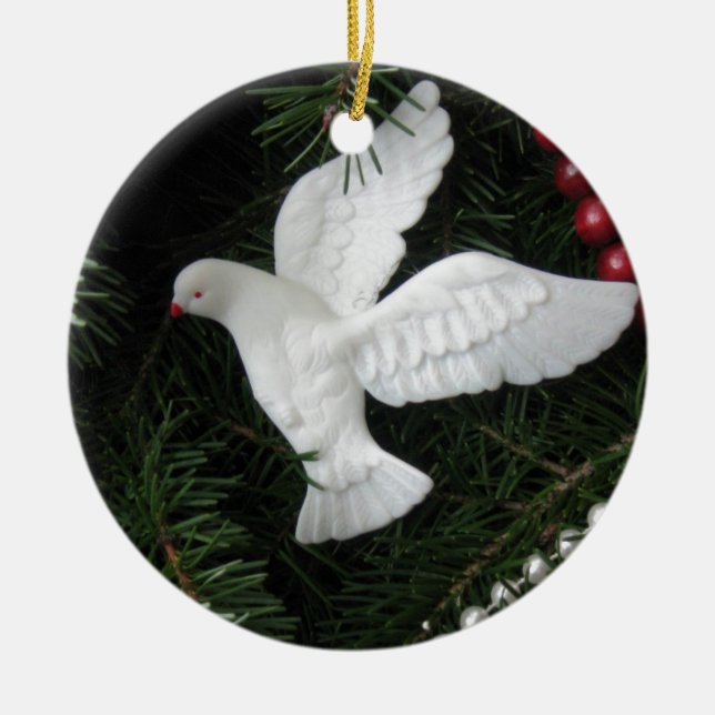 Ornement de Noël de colombe de paix, photographie (Devant)