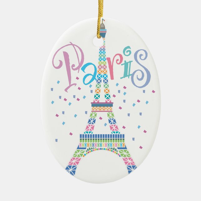 Ornement de Noël de confettis de Tour Eiffel (Devant)
