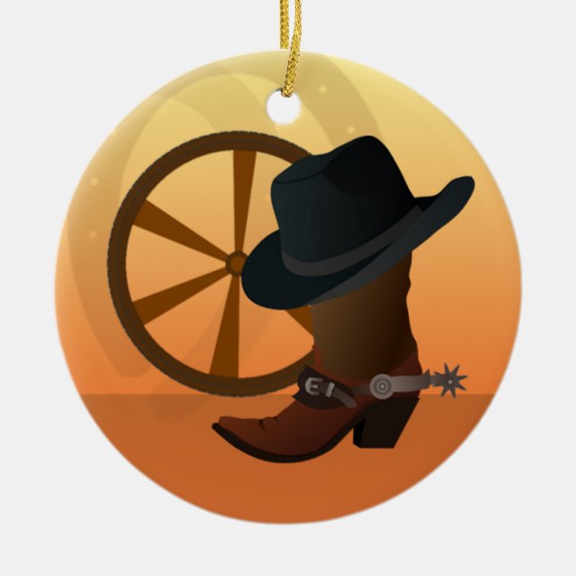 Ornement de Noël de cowboy de l'Ouest (Devant)