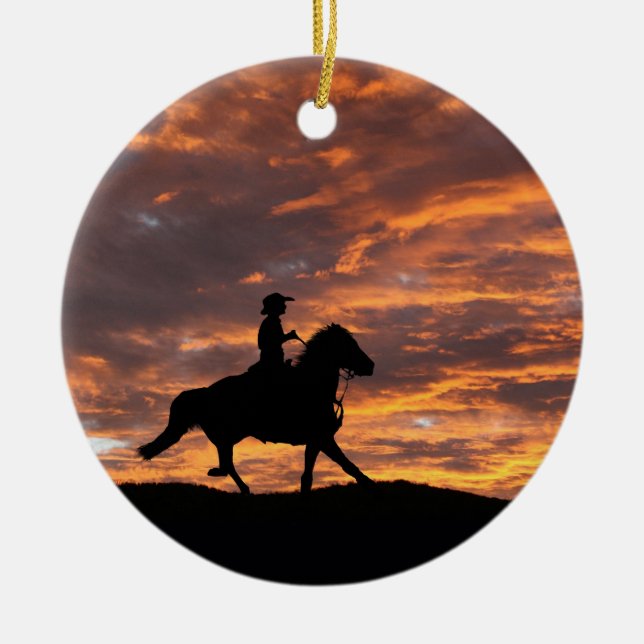 Ornement de Noël de Cowboy et de Cheval (Devant)