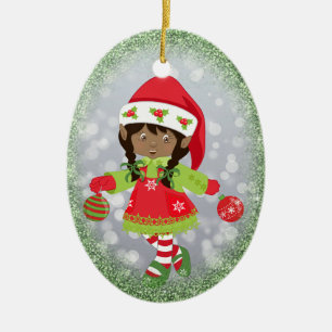 Ornement de Noël de fille d'Afro-américain