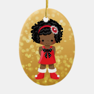 Ornement de Noël de fille d'Afro-américain