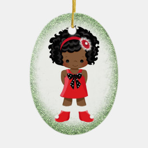 Ornement de Noël de fille d'Afro-américain