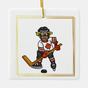 Ornement de Noël de joueur de hockey canadien