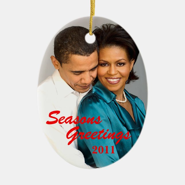 Ornement de Noël de Joyeuses Fêtes d'Obama (Devant)