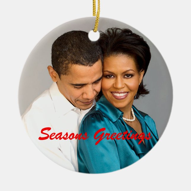 Ornement de Noël de Joyeuses Fêtes d'Obama (Devant)