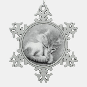 Ornement de Noël de Kitty de flocon de neige