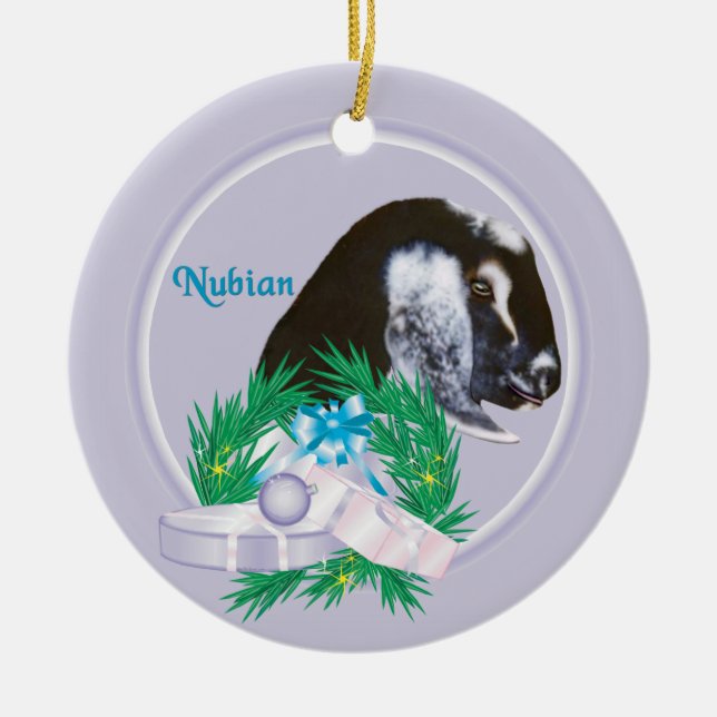 Ornement de Noël de la couronne de chèvre nubienne (Devant)