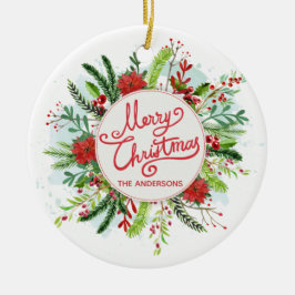 Ornement de Noël de la couronne fleurie personnali
