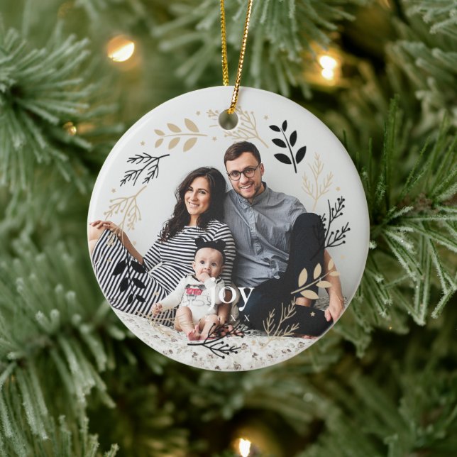 Ornement de Noël de la couronne noire et or (Arbre)