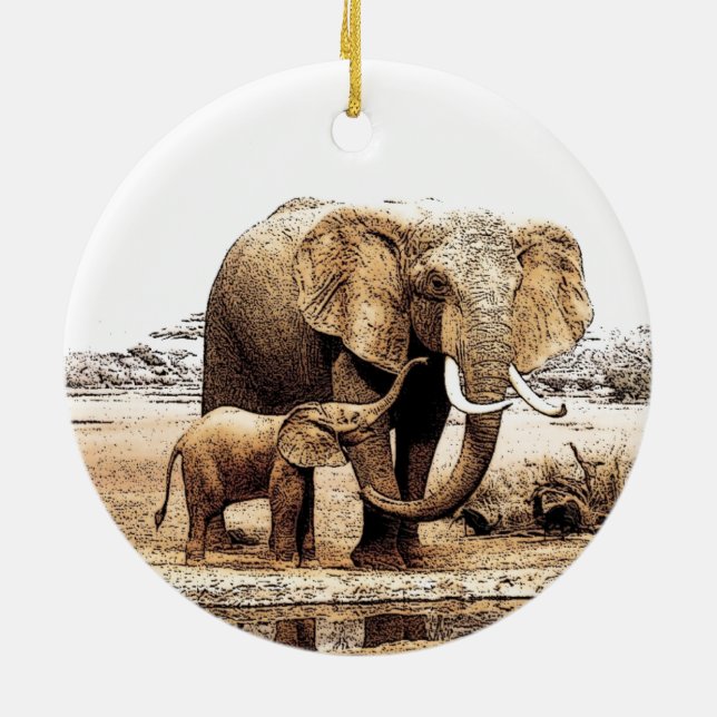 Ornement de Noël de la famille des éléphants (Dos)