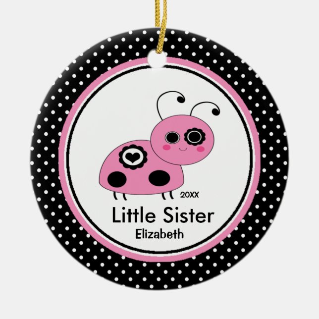Ornement de Noël de la petite soeur rose Ladybug (Devant)