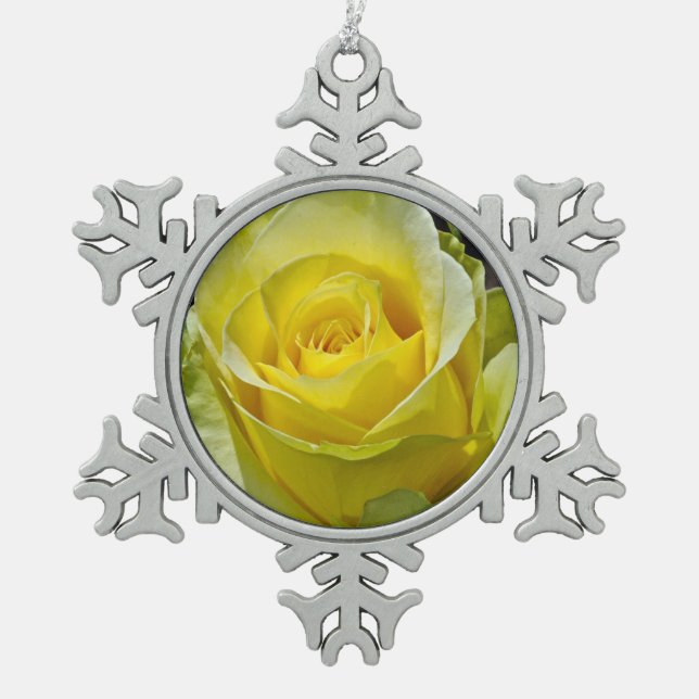 Ornement de Noël de la rose jaune simple (Devant)